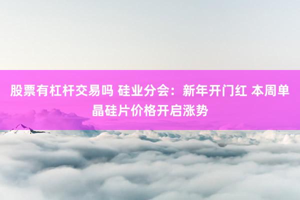 股票有杠杆交易吗 硅业分会：新年开门红 本周单晶硅片价格开启涨势