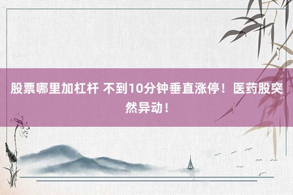 股票哪里加杠杆 不到10分钟垂直涨停！医药股突然异动！