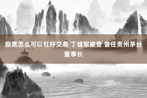 股票怎么可以杠杆交易 丁雄军被查 曾任贵州茅台董事长