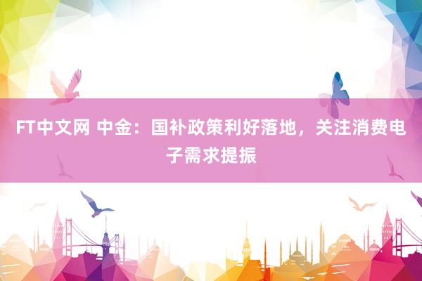 FT中文网 中金：国补政策利好落地，关注消费电子需求提振