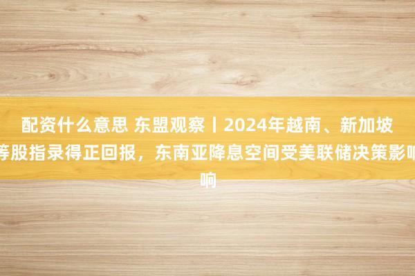 配资什么意思 东盟观察丨2024年越南、新加坡等股指录得正回报，东南亚降息空间受美联储决策影响
