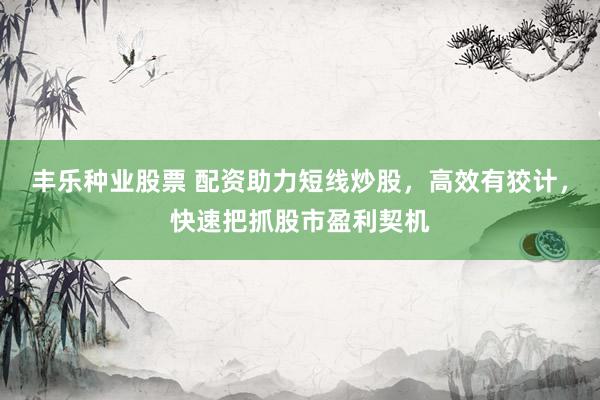 丰乐种业股票 配资助力短线炒股，高效有狡计，快速把抓股市盈利契机