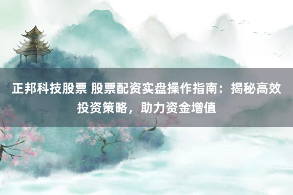 正邦科技股票 股票配资实盘操作指南：揭秘高效投资策略，助力资金增值